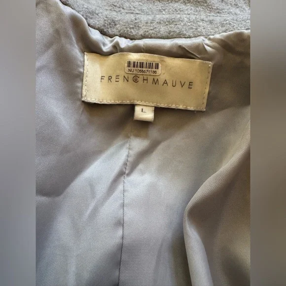 French Mauve, Gray Double-Breasted Coat, L - Picture 9 of 9